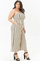 Forever21 Plus Size Striped Strapless Wide-leg Jumpsuit