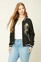 Forever21 Plus Women's  Black & Cream Plus Size Souvenir Jacket