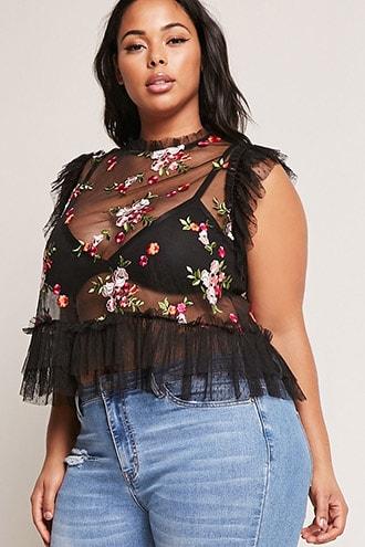 Forever21 Plus Size 12x12 Embroidered Top
