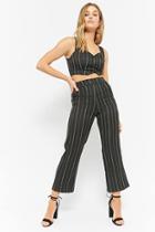 Forever21 Stitch-striped Crop Top & High-waisted Pants Set