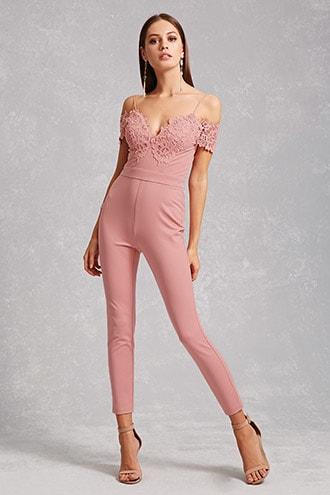 Forever21 Open-shoulder Floral Jumpsuit