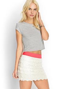 Forever21 Scalloped Crochet Skirt