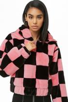Forever21 Checkered Faux Fur Hoodie