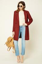 Forever21 Women's  Rust Longline Wool-blend Coat