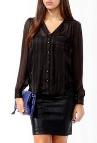 Jacquard Chiffon Button Up