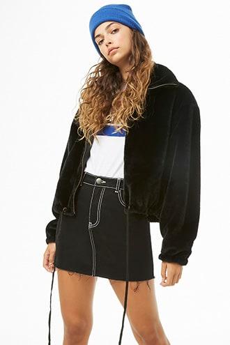 Forever21 Plush Zip-front Jacket