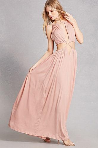 Forever21 Cutout Ruched Maxi Dress