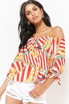 Forever21 Off-the-shoulder Striped Baroque Top