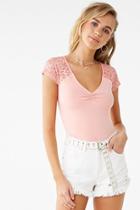 Forever21 Ruched Lace Top