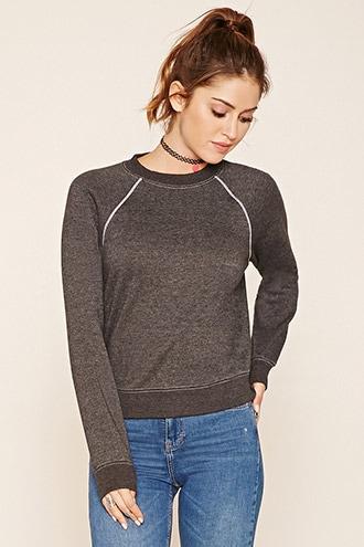 Forever21 Women's  Black Heathered Raglan Sweatshirt