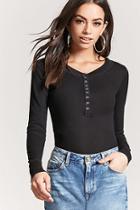 Forever21 Snap-button Thermal Henley Top