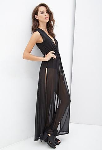 Forever21 Mesh Overlay Maxi Dress
