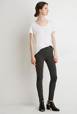 Love21 Women's  Moto Leggings (charcoal)