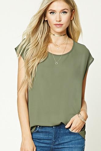Forever21 Boxy Crepe Woven Top