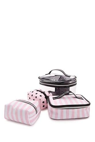 Forever21 Polka Dot And Striped Makeup Bag Set