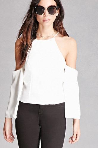 Forever21 Zippered Open-shoulder Top