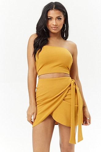 Forever21 Oh My Love Mock-wrap Mini Skirt