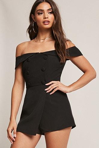 Forever21 Double-breasted Buttoned Romper