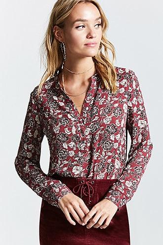 Forever21 Floral Henley Top