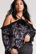 Forever21 Plus Size Open-shoulder Velvet Burnout Top