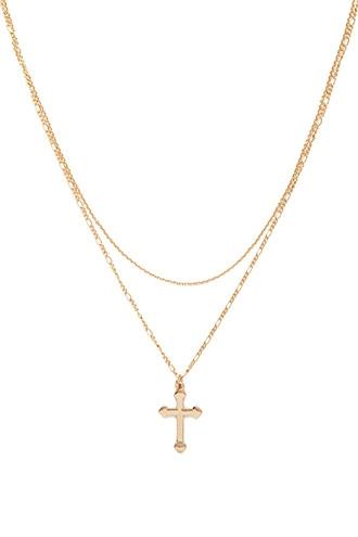 Forever21 Gold Cross Pendant Layered Necklace