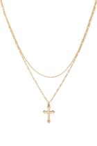 Forever21 Gold Cross Pendant Layered Necklace