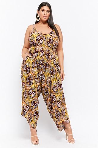 Forever21 Plus Size Ornate Print Harem Jumpsuit