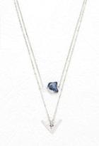Forever21 Faux Stone Layered Necklace (b.silver/blue)