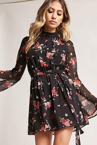 Forever21 Floral Cutout-back Dress
