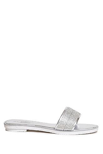 Forever21 Faux Leather Rhinestone Slides