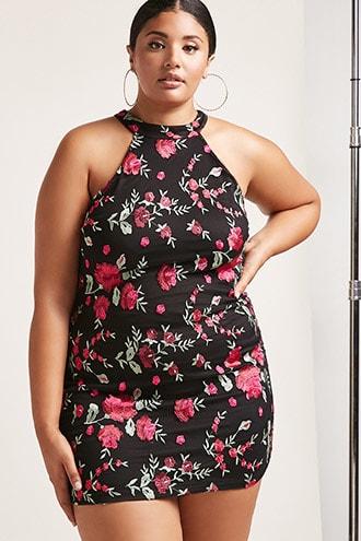 Forever21 Plus Size Rose Overlay Dress
