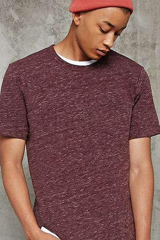 21 Men Men's  Burgundy Heathered Pocket Tee