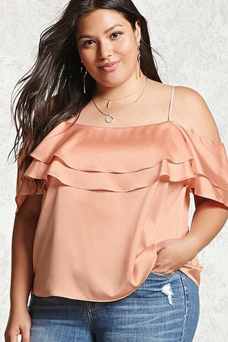 Forever21 Plus Size Satin Flounce Top