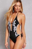 Forever21 Embroidered One-piece Swimsuit