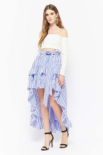 Forever21 Eta Stripe High-low Skirt