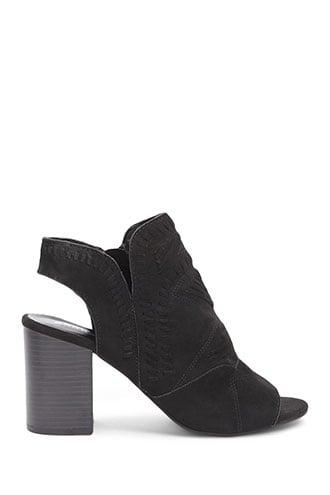 Forever21 Faux Suede Threaded Open-toe Heels