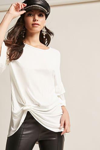 Forever21 Ribbed Gathered Top