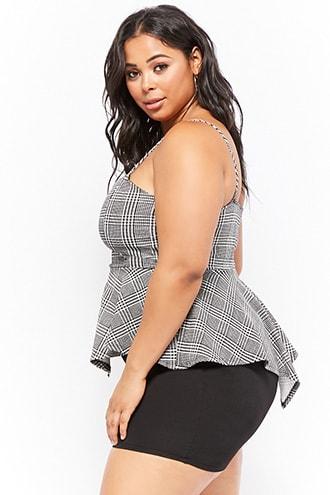Forever21 Plus Size Houndstooth Peplum Combo Mini Dress