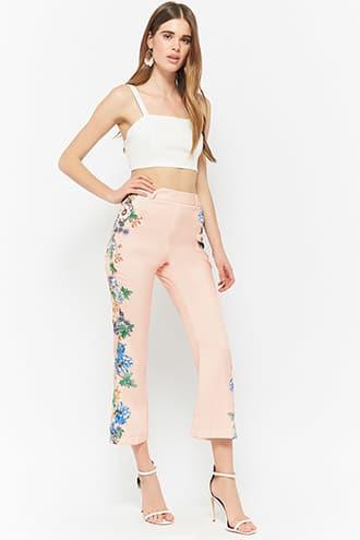 Forever21 Floral High-waisted Pants