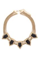 Forever21 Gold & Black Geo Faux Stone Necklace