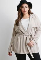 Forever21 Plus Women's  Soft Woven Duster Jacket (khaki)