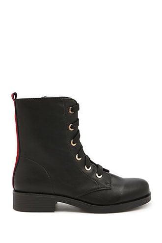 Forever21 Striped-trim Combat Boots