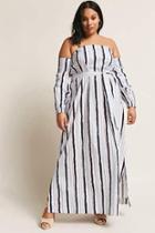 Forever21 Plus Size Stripe Off-the-shoulder Maxi Dress