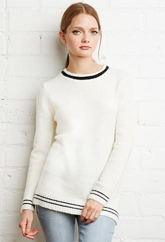 Forever21 Stripe-trimmed Sweater