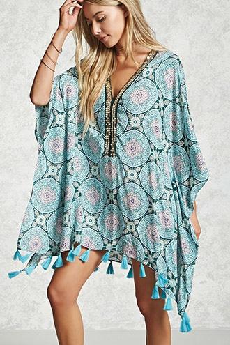 Forever21 Tasseled Ornate Cover-up Kaftan
