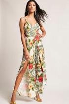 Forever21 Tropical Print Split-leg Jumpsuit