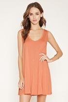 Forever21 Women's  Peach Scoop Neck Mini Dress