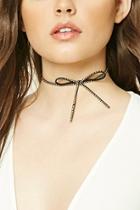Forever21 Beaded Faux Suede Bow Choker