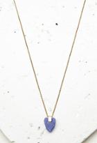 Forever21 Faux Stone Pendant Necklace (antic Gold/blue)