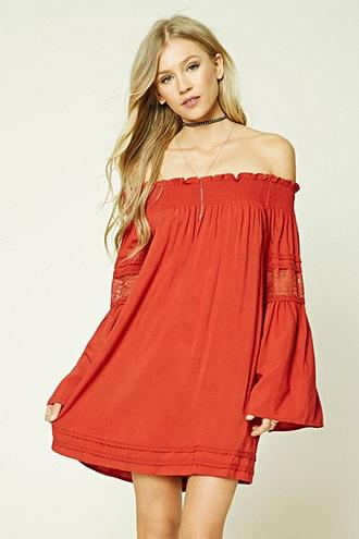 Forever21 Smocked Bell-sleeve Dress